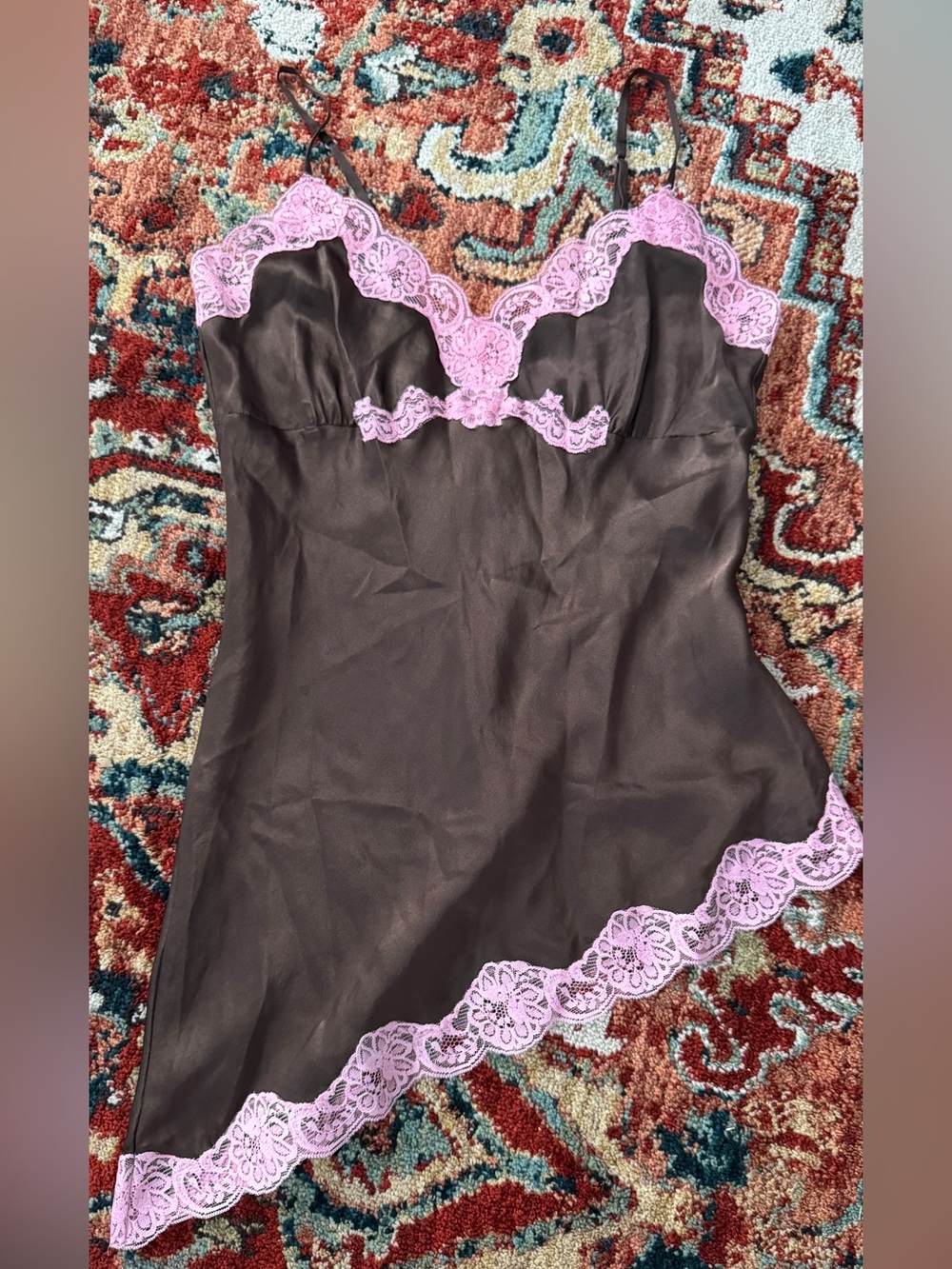 Gold Hawk Silk and Lace Asymmetrical Vintage Y2K Cami Top